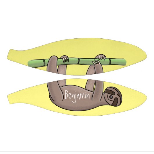 竹の漫画の上の可愛い笑顔のナマケモノイラストレーション ミニバスケットボール (パネル)