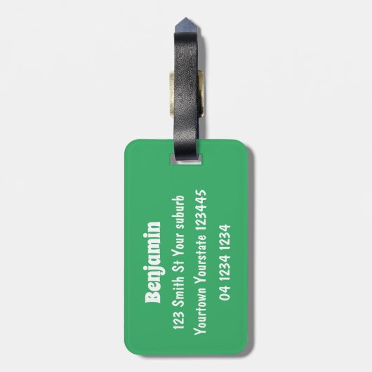 竹の漫画の上の可愛い笑顔のナマケモノイラストレーション ラゲッジタグ (裏面縦)