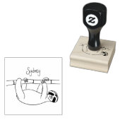 竹の漫画の上の可愛い笑顔のナマケモノイラストレーション ラバースタンプ (押印)