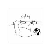 竹の漫画の上の可愛い笑顔のナマケモノイラストレーション ラバースタンプ (インプリント)