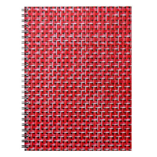 竹の籐のシームレスなテクスチャを赤く織る ノートブック (正面)