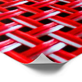 竹の籐のシームレスなテクスチャを赤く織る ポスター (角)