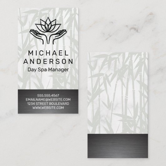 竹の背景 | ヒーリングハンズロータスアイコン 名刺 (正面/裏面)