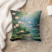 竹の茎と蓮の花 クッション (ブランケット)