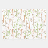 竹の葉の東洋的なグリーン ラッピングペーパーシート (正面3)