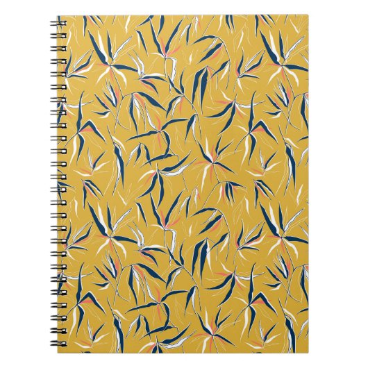 竹の葉ヴィンテージ模様 ノートブック (正面)