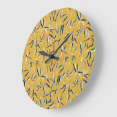竹の葉ヴィンテージ模様 ラージ壁時計 (傾斜)