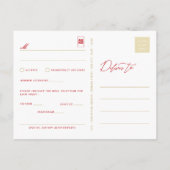 竹の葉幸福アジアの結婚式RSVP インビテーションポストカード (裏面)