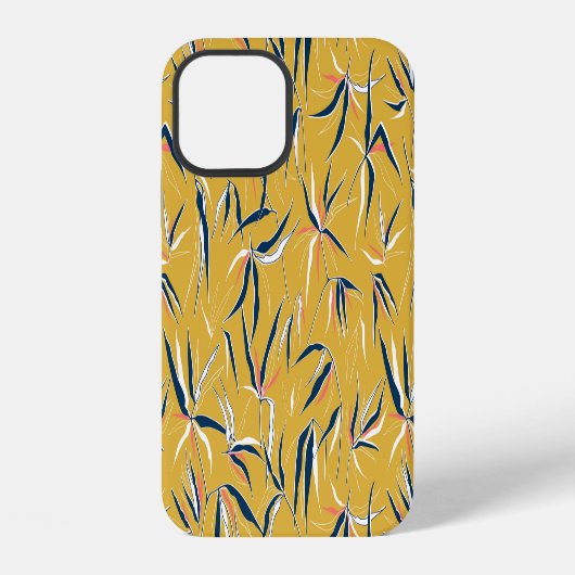竹の葉: ランダムなヴィンテージ柄 iPhoneケース (裏面)