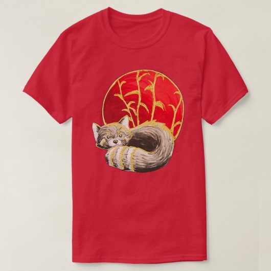 竹の近くの赤いパンダ Tシャツ (デザイン正面)