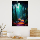 竹の通路，茶色の木の道 ポスター (キッチン)