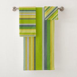 竹はっきりした色数々のストライプ-モダン バスタオルセット
