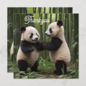 竹よくはしゃぐの森の中のベビーのパンダ サンキューカード (正面/裏面)