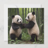 竹よくはしゃぐの森の中のベビーのパンダ サンキューカード (裏面)