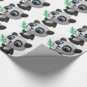 竹を使ったかわいい野生のパンダのイラストレーション ラッピングペーパー (角)