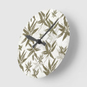 竹を白いシーヤーに貼り付け – 継ぎ目のない表面パターン ラウンド壁時計 (傾斜)