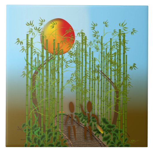 竹を食べる タイル (正面)