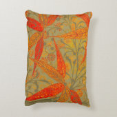 竹アート自然ヴィンテージプリントオレンジ アクセントクッション (裏面(縦))