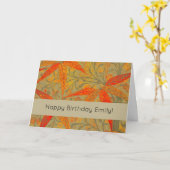 竹アート自然ヴィンテージプリントオレンジ カード (黄色い花)