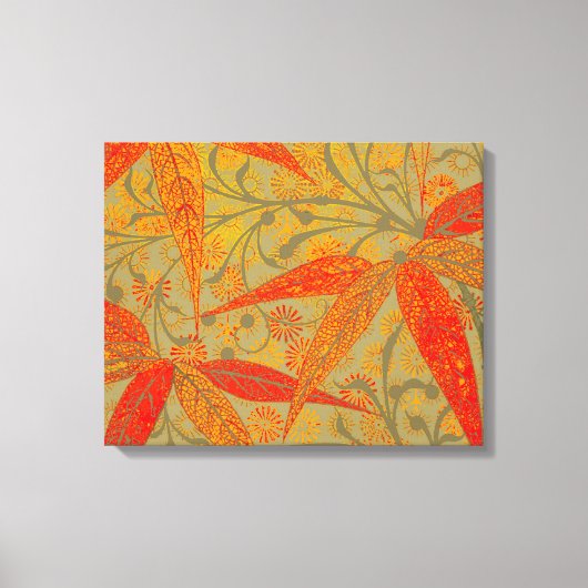 竹アート自然ヴィンテージプリントオレンジ キャンバスプリント (正面)