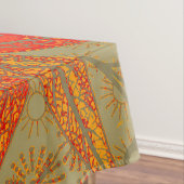 竹アート自然ヴィンテージプリントオレンジ テーブルクロス (インサイチュ)