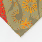 竹アート自然ヴィンテージプリントオレンジ フリースブランケット (角)