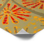 竹アート自然ヴィンテージプリントオレンジ ポスター (角)