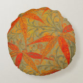 竹アート自然ヴィンテージプリントオレンジ ラウンドクッション (裏面)