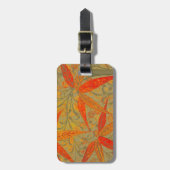 竹アート自然ヴィンテージプリントオレンジ ラゲッジタグ (正面縦)