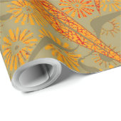 竹アート自然ヴィンテージプリントオレンジ ラッピングペーパー (ロールコーナー)