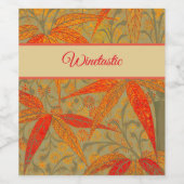 竹アート自然ヴィンテージプリントオレンジ ワインラベル (シングルラベル)