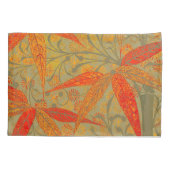 竹アート自然ヴィンテージプリントオレンジ 枕カバー (裏面)