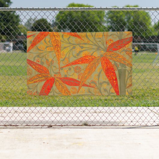 竹アート自然ヴィンテージプリントオレンジ 横断幕 (インサイチュ)