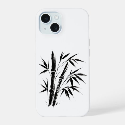 竹インクイラスト – 禅デザイン オン iPhone 15ケース (裏面)