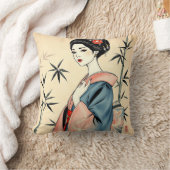 竹エレガント墨文芸者 クッション (ブランケット)