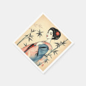 竹エレガント墨文芸者 スタンダードカクテルナプキン (角)