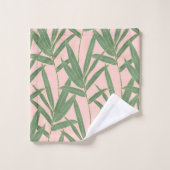 竹エレガント葉デザイン バスタオルセット (ウォッシュタオル)