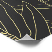 竹エレガント葉金ゴールドストロークデザイン ポスター (角)