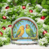 竹カラフルの枠に止まったオウム (クリスマス)