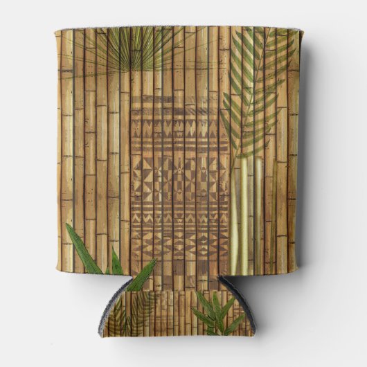 竹タパ布 缶クーラー (正面)