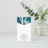 竹ティール（緑がかった色）ホワイトライフコーチポートレートパーソナル 名刺 (スタンド正面)