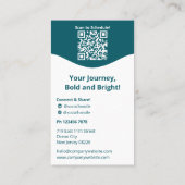 竹ティール（緑がかった色）ホワイトライフコーチポートレートパーソナル 名刺 (裏面)