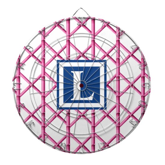 竹トレリスピンクのネイビーパタ名門私立校風のーンモノグラム ダーツボード (正面)