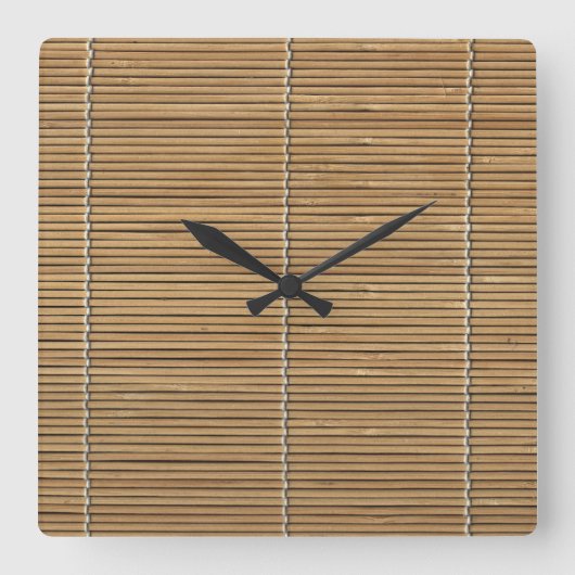 竹ビーチマットスクエアクロック スクエア壁時計 (正面)