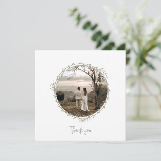 竹ボホボタニカルリーフソフトグリーンエレガントリー サンキューカード (スタンド正面)