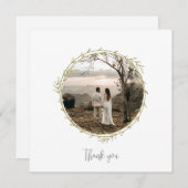 竹ボホボタニカルリーフソフトグリーンエレガントリー サンキューカード (正面/裏面)