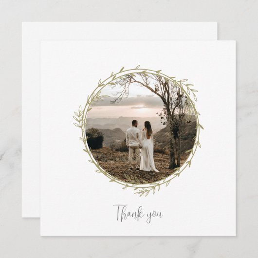 竹ボホボタニカルリーフソフトグリーンエレガントリー サンキューカード (正面/裏面)