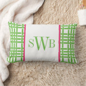 竹モノグラムの装飾用クッション ランバークッション (ブランケット)