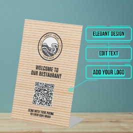 竹レストランメニューQRコード 台座サイン