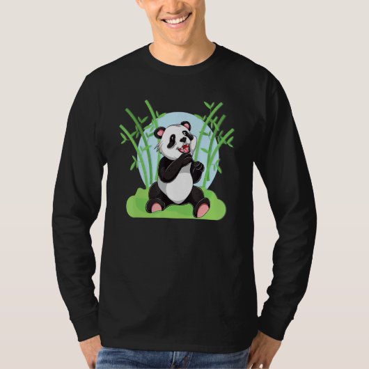 竹中国の野生動物林動物かわいいパンダB Tシャツ (正面)